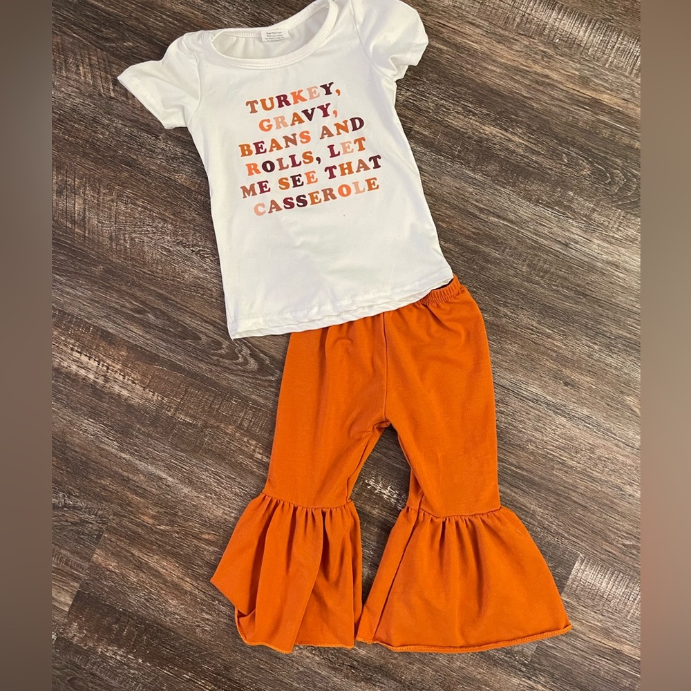 Thanksgiving outfit with flare pants